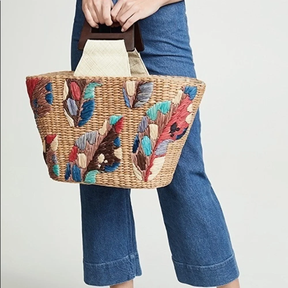 NWOT Anthropologie Aranaz Louise Straw Tote - Picture 1 of 13